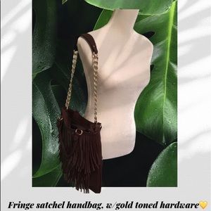 Brown Fringe Satchel Handbag